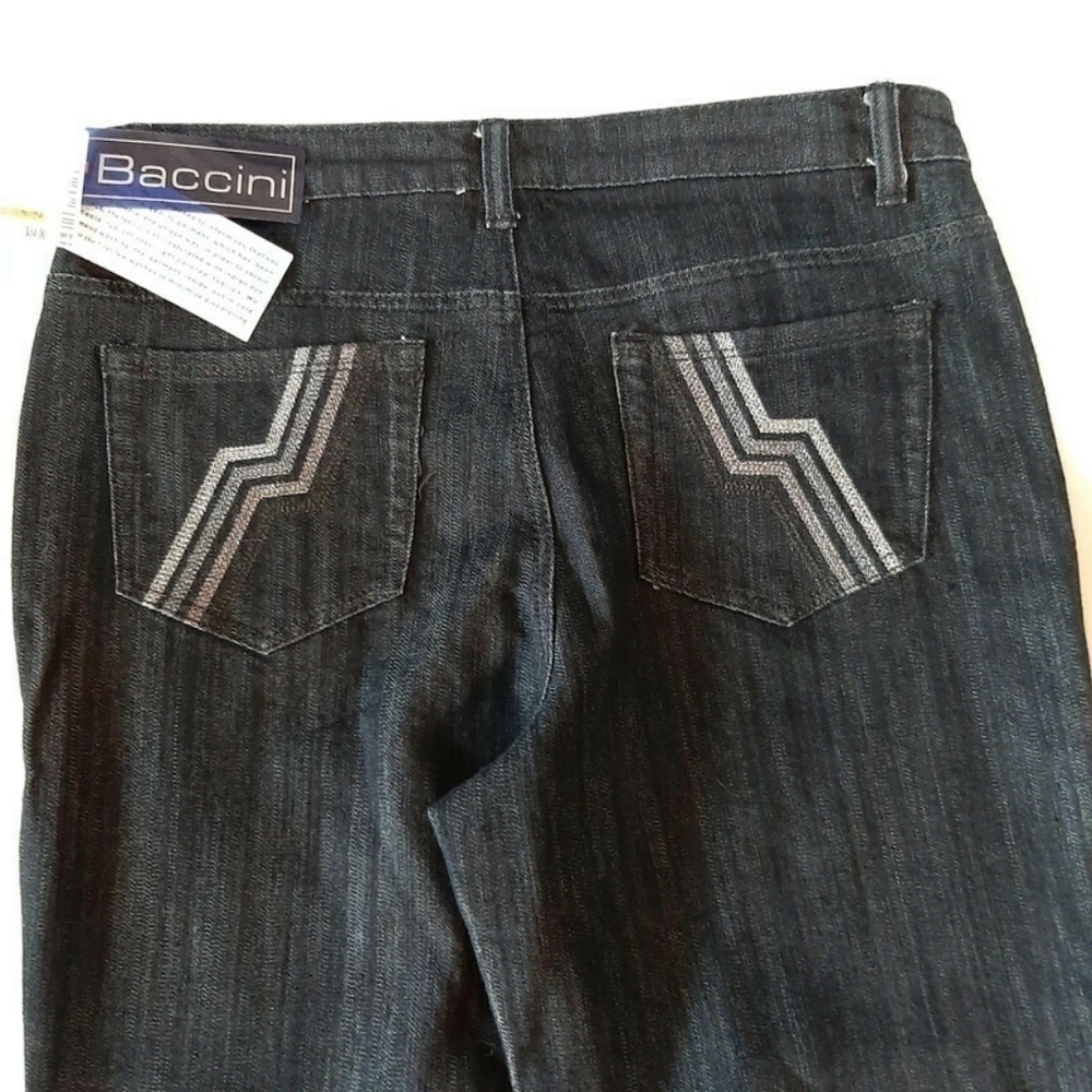 New Denim Relaxed Fit Jeans Baccini dark wash denim Blue Trousers NWT Sz 8 - Picture 3 of 6